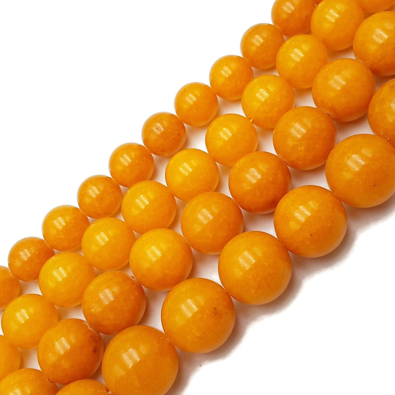 Amber Yellow Dyed Jade Smooth Round Beads 14mm 16mm 18mm 20mm 15.5" Strand