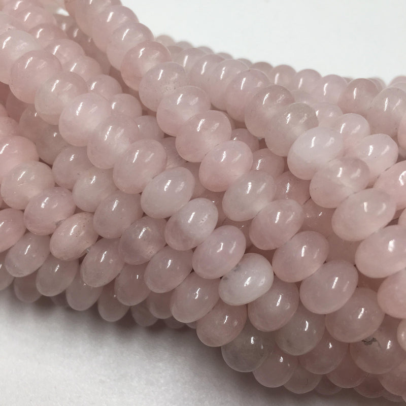 large hole rose quartz smooth rondelle beads