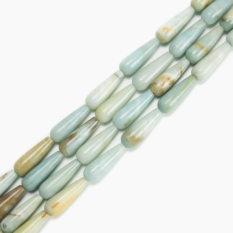 Natural Amazonite Smooth Full Teardrop Beads Size 10x30mm 15.5'' Strand