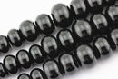 black onyx graduated smooth rondelle beads