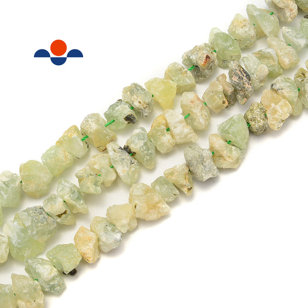Prehnite Rough Nugget Chunks Center Drill Beads Approx 8x15mm 15.5" Strand