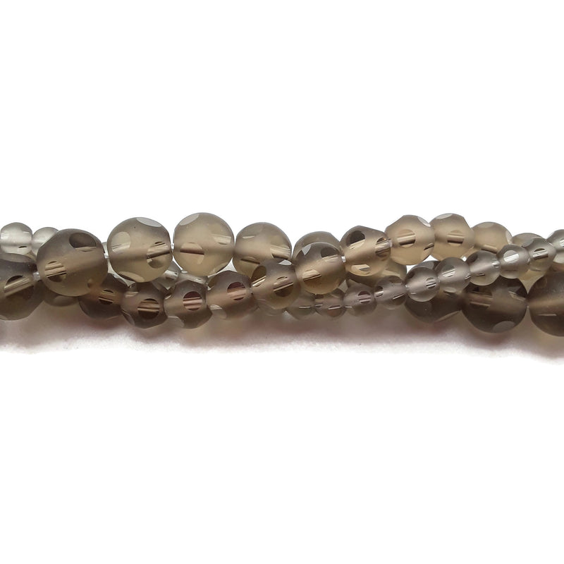 Brown Crystal Glass Matte Faceted Round Beads 4mm 6mm 8mm 15.5" Strand