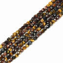 Multi Color Tiger Eye Faceted Cube Beads Size 5mm 15.5'' Strand