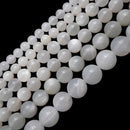 cream white moonstone smooth round beads 
