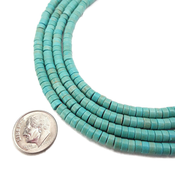 blue green howlite turquoise Heishi Rondelle Discs beads 