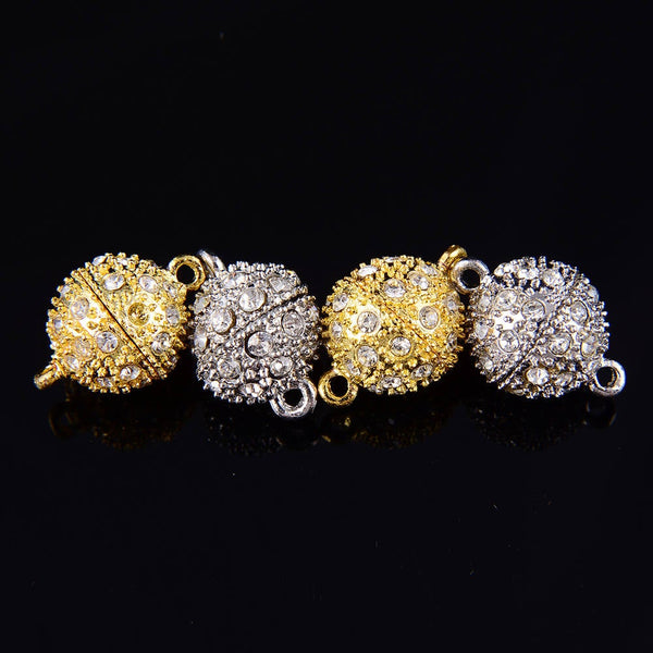 silver gold plated strong magnetic rhinestone clasps round
