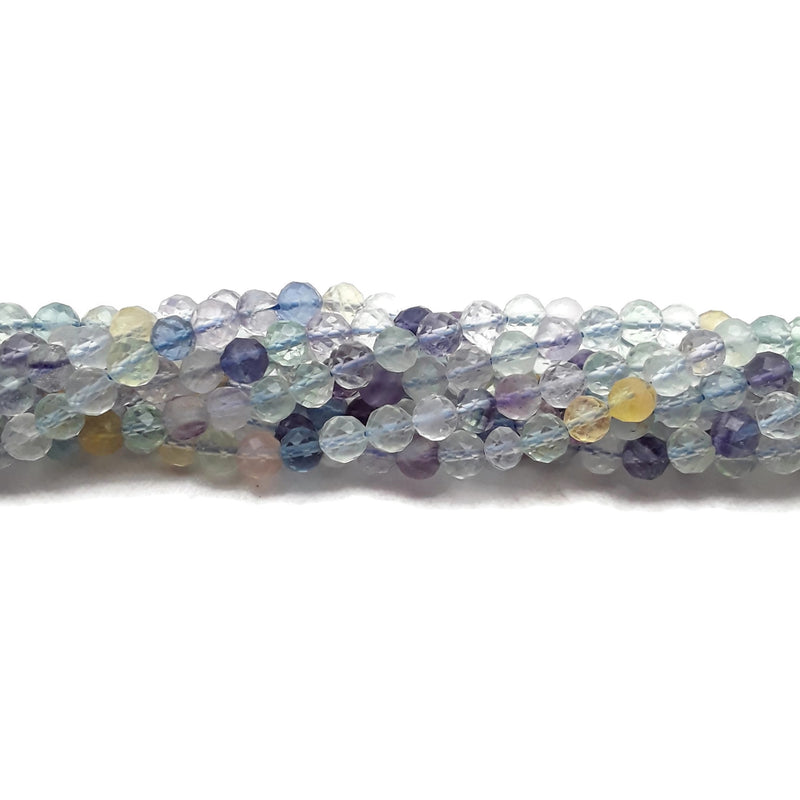 Multi Color Fluorite Faceted Round Beads Size 3mm 4mm 15.5" Strand