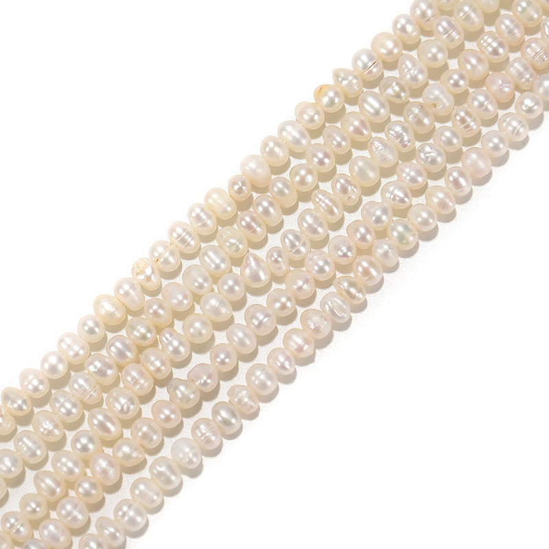 Natural White Fresh Water Pearl Potato Shape Beads Size 4-5mm 14'' Strand