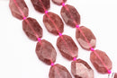 strawberry quartz rectangle slice faceted octagon beads