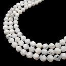 Natural White Moonstone with Black Specks Faceted Star Cut Beads 8mm 15.5"Strand