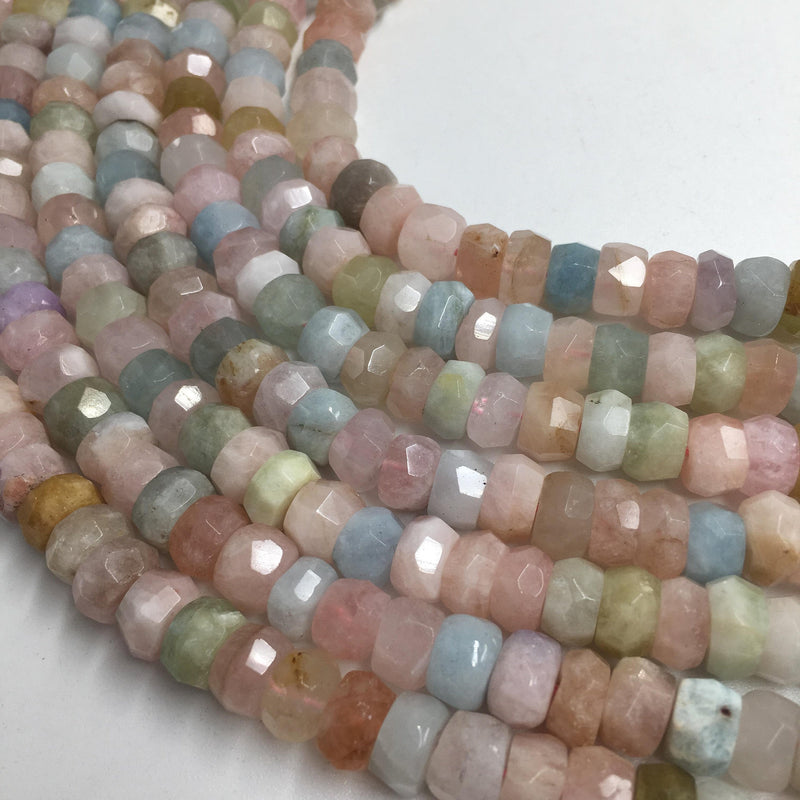 genuine faceted morganite irregular rondelle beads