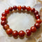 red Striped agate bracelet smooth round