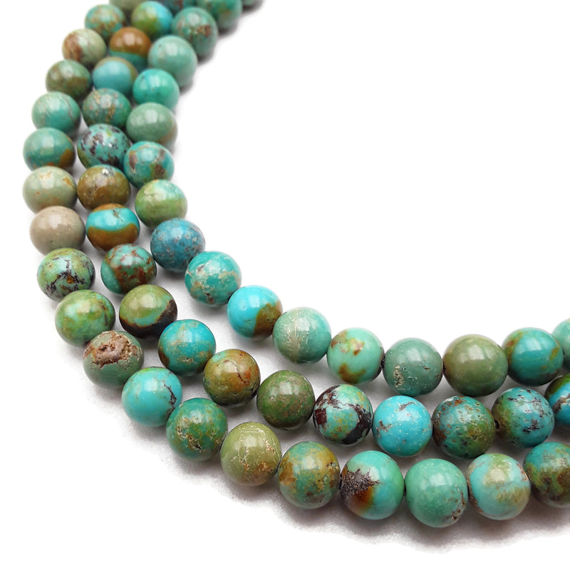 Natural Green Blue Turquoise Smooth Round Beads Size 8mm 15.5" Strand