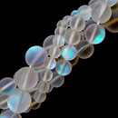 Clear Mystic Aura Mermaid Glass Matte Round Beads 6mm 8mm 10mm 12mm 15.5" Strand