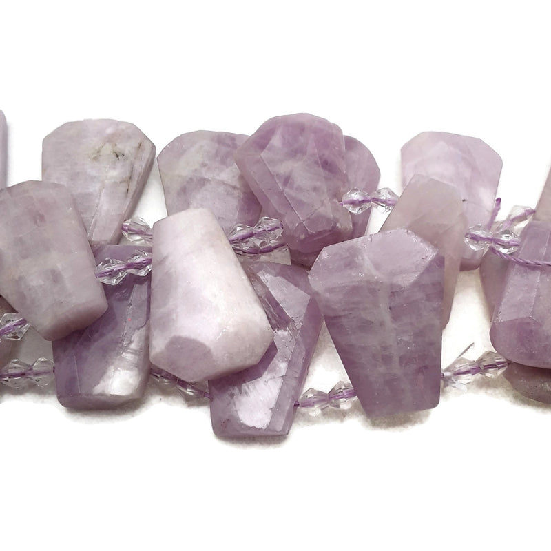 Kunzite Graduated Faceted Trapezoid Beads 15x20 to 18x27mm 15.5" Strand