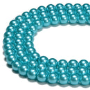 Aqua Blue Glass Pearl Smooth Round Beads 3mm 4mm 6mm 8mm 10mm 12mm 15.5" Strand