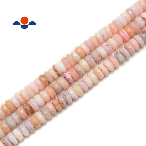 Natural Pink Opal Faceted Rondelle Beads Size 5x8mm 6x10mm 7x12mm 15.5" Strand