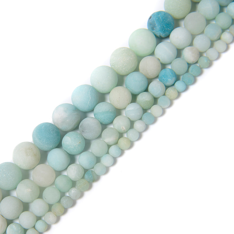 Blue Green Amazonite Matte Round Beads Size 4mm 6mm 8mm 10mm 15.5'' Strand