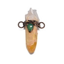 Citrine Copper Plated Wrapped Point Pendant With Green Agate Size 65-75mm