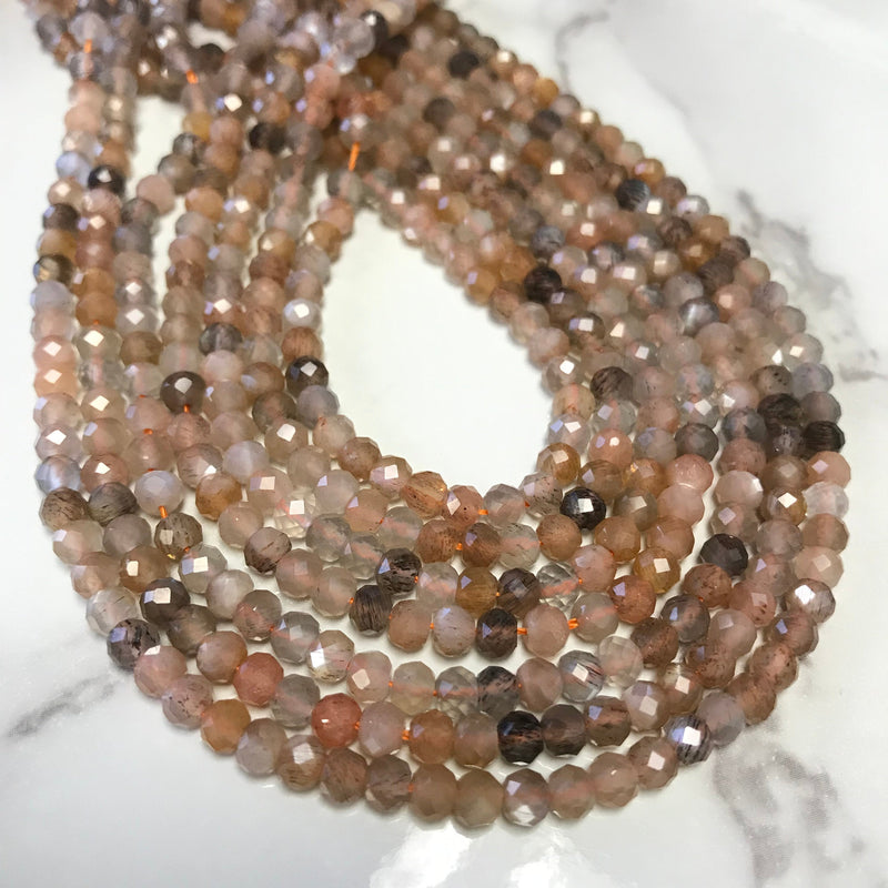natural multi color moonstone faceted rondelle beads 