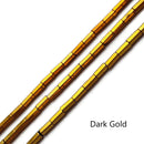 Dark Gold/Light Gold Plated Hematite Faceted Tube Beads 2x4mm 15.5" Strand