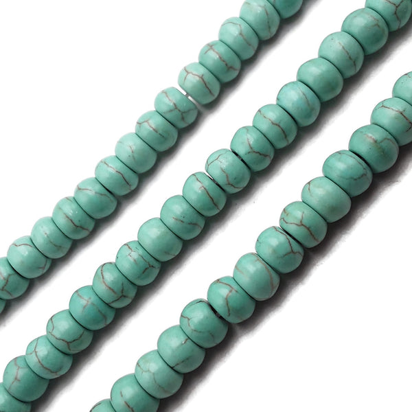 Light Blue Howlite Turquoise Smooth Rondelle Beads Size 4x6mm 15.5" Strand