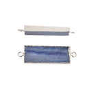 Kyanite Silver Electroplated Edge Rectangle Bar Connector Pendant Charm 11x30mm