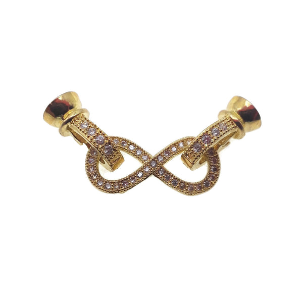 infinity clasp gold plated copper with micro pave clear zircon