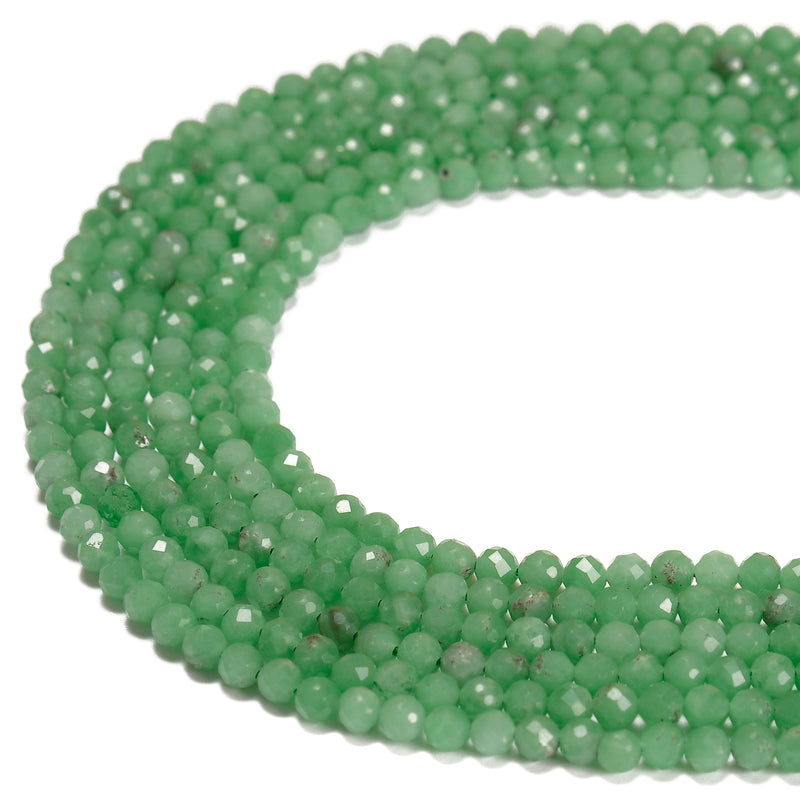 Natural Dark Green Moonstone Faceted Round Beads Size 3mm 4mm 15.5'' Strand