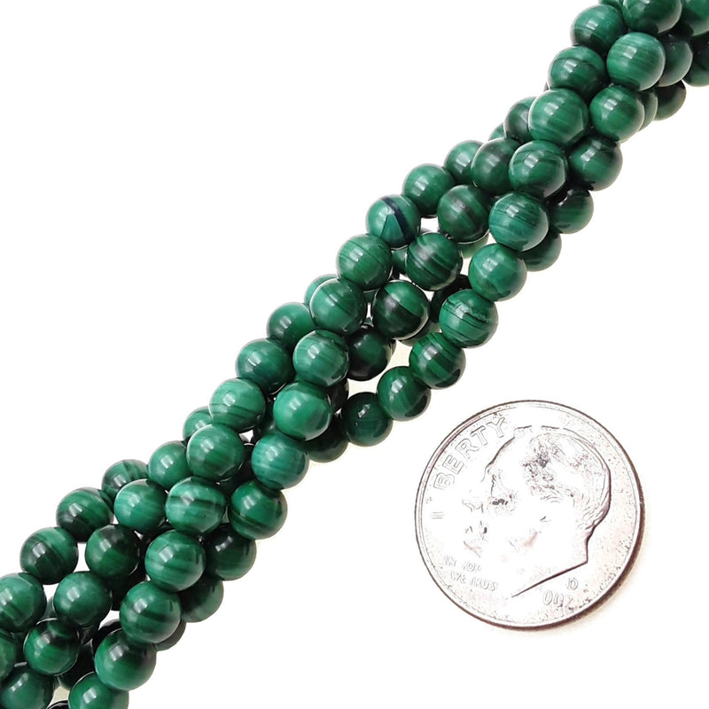 Natural Green Malachite Smooth Round Beads Size 4-5mm 15.5'' Strand