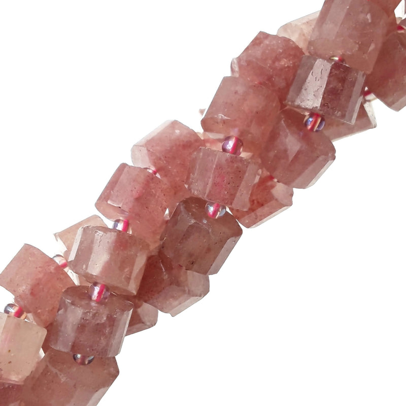 Strawberry Quartz Faceted Rondelle Wheel Disc Beads Approx 6x8mm 15.5" Strand