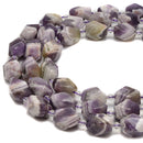 Chevron Amethyst Faceted Nugget Barrel Beads Size 14x17mm 15.5" Strand