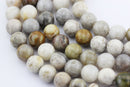 large hole bamboo leaf agate smooth round beads