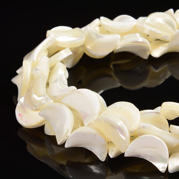 Iridescent White Mother of Pearl MOP Shell Moon Beads 7x10mm 8x12mm 15.5'' Strd