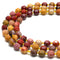 Mookaite Jasper Prism Cut Double Point Faceted Round Beads 7x8mm 15.5" Strand