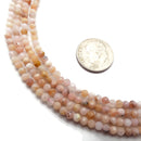 Natural Light Pink Opal Faceted Round Beads Size 3mm 15.5" Strand