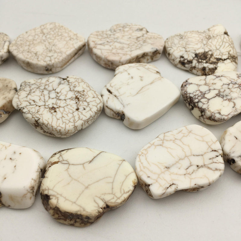 White Magnesite Turquoise Freeform Slab Slice Beads 30mm 35mm 40mm Strand