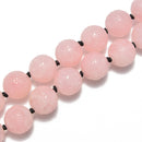 2.0mm Large Hole Natural Rose Quartz Carved Round Beads Size 18mm 8'' Strand