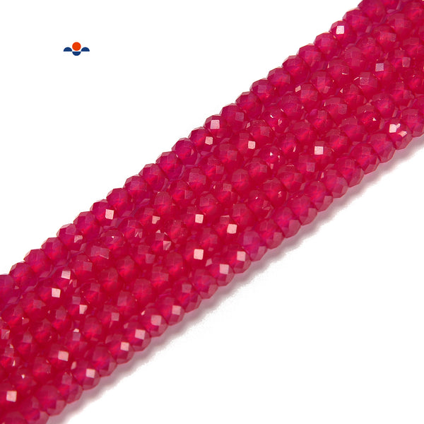 Ruby Faceted Rondelle Beads Size 2.5x4mm 15.5'' Strand