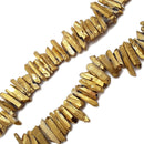 Gold Electroplated Quartz Irregular Rough Points Beads 15-20mm 15.5" Strand