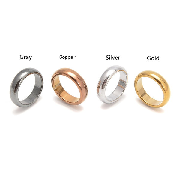 Mix Colors Hematite Band Ring Basic Ring Arc Ring 4Pcs Per Set in Bag