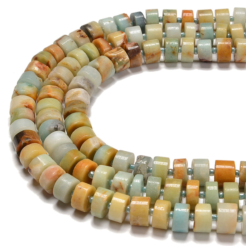 Multi Color Amazonite Rondelle Wheel Disc Beads Size 10x11mm 11x12mm 15.5'' Str