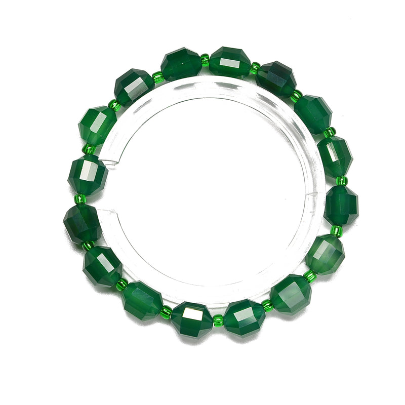 Green Agate Prism Cut Double Point Bracelet Beads Size 8mm 10mm 7.5'' Length