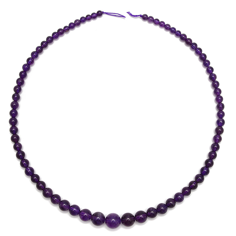 High Quality Amethyst Graduated Smooth Round Beads Size 5mm-11mm 15.5 '' Strand