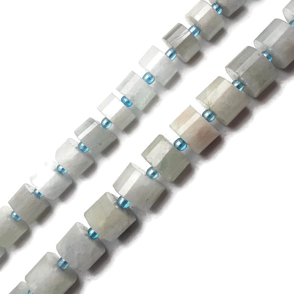Aquamarine Faceted Rondelle Wheel Discs Beads Approx 6x8mm 7x9mm 15.5" Strand