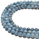 Dark Blue Aquamarine Smooth Round Beads Size 6mm 8mm 10mm 15.5'' Strand