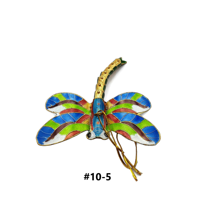 Cloisonne Christmas Tree Ornament Wiggling Dragonfly Decoration 3.5" Inches Long