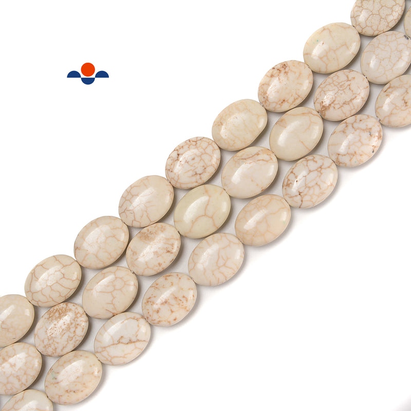 White Turquoise Oval Shape Beads Size 15x20mm 15.5'' Strand