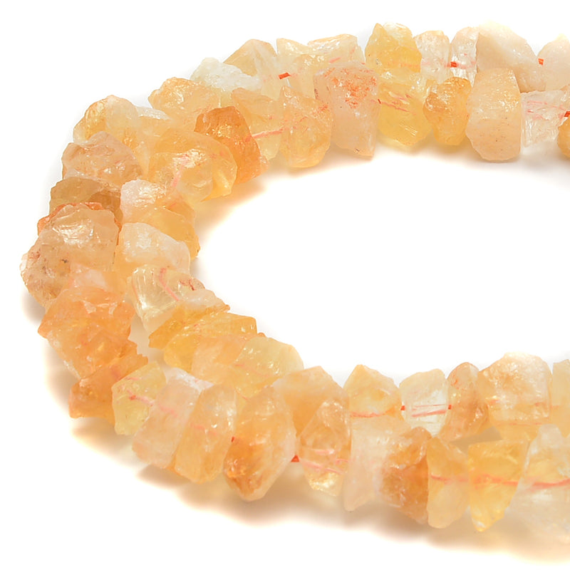 Citrine Rough Nugget Chunks Center Drill Beads Approx 6x14mm 15.5" Strand