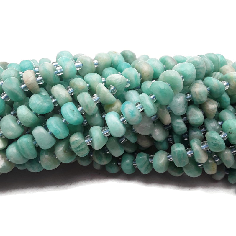 Blue Green Amazonite Pebble Nugget Slice Chips Beads Size 9-10mm 15.5'' Strand